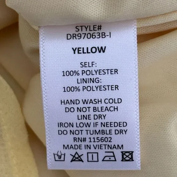 LUSH Yellow Smocked Bust Sheer LS Ruffle Hem Fit & Flare Spring Dress Size S #2 - Picture 7 of 8